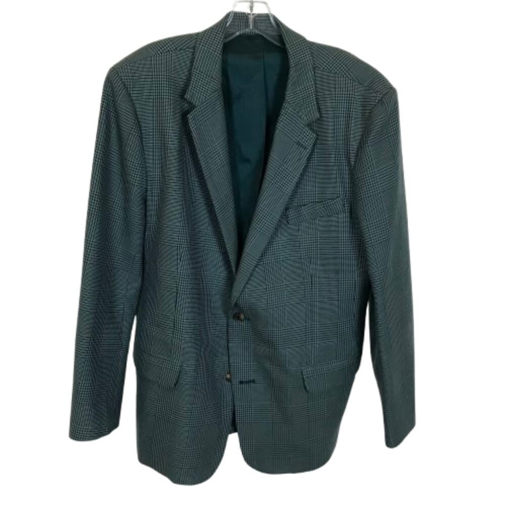 Mens Size 46 REGULAR 46R Mr. Turk Trina Green Pure Cotton Plaid Blazer Jacket